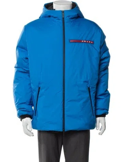 Pre-owned Prada 2020 Linea Rossa Puffer Coat In Blue