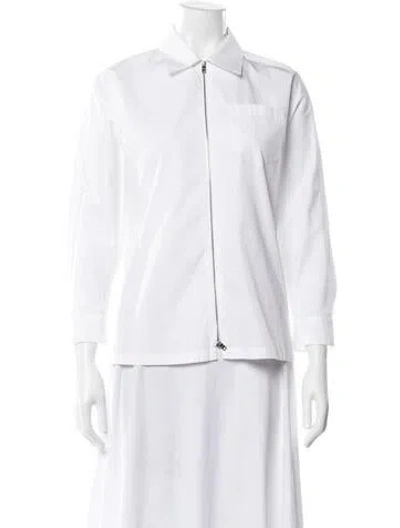 Pre-owned Prada 2020 Long Sleeve Button-up Top In White