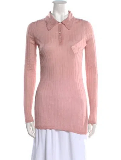 Pre-owned Prada 2020 Long Sleeve Polo In Pink