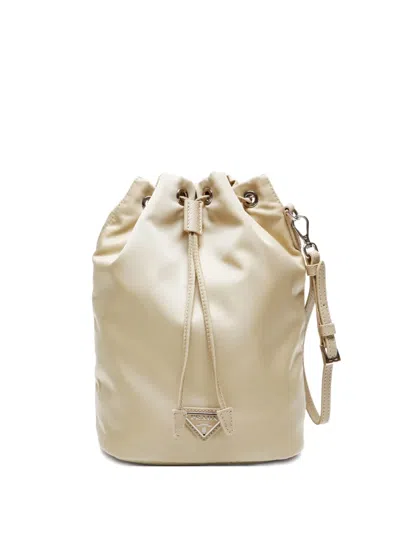 Pre-owned Prada 2020 Mini Logo-triangle Handbag In Neutral