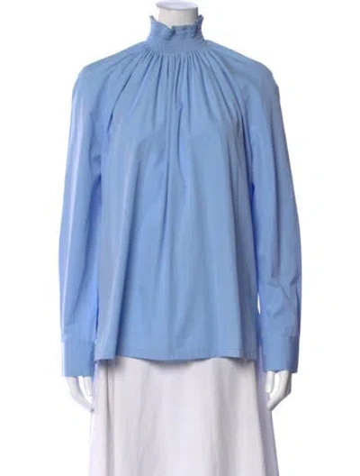 Pre-owned Prada 2020 Mock Neck Blouse In Blue