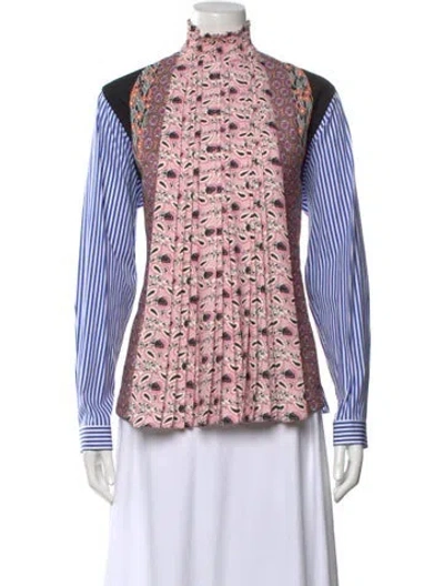 Pre-owned Prada 2020 Paisley Print Blouse In Blue/pink