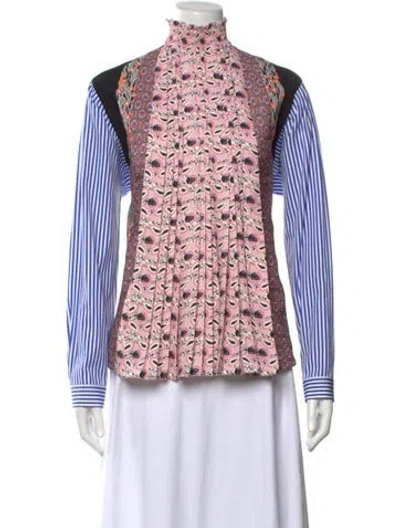 Pre-owned Prada 2020 Printed Blouse W/ Tags In Blue/pink