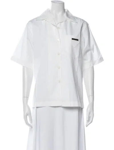 Pre-owned Prada 2020 Short Sleeve Button-up Top In White