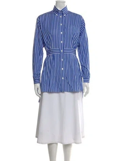 Pre-owned Prada 2020 Striped Button-up Top In Blue