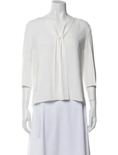 Pre-owned Prada 2020 Tie Neck Blouse In White