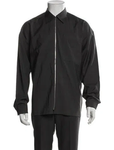 Pre-owned Prada 2020 Virgin Wool Bomber Jacket In Gray