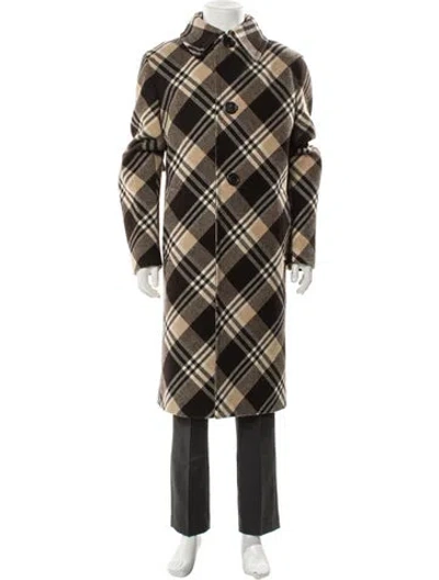 Pre-owned Prada 2020 Virgin Wool Overcoat In Brown