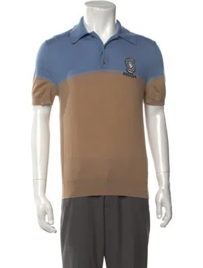Pre-owned Prada 2020 Virgin Wool Polo Shirt In Blue