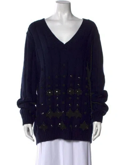 Pre-owned Prada 2020 Virgin Wool Sweater In Blue