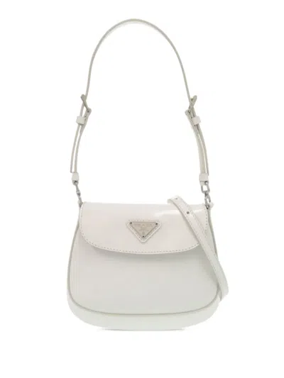 Pre-owned Prada 2020-2026 Mini Brushed Leather Cleo Bag Crossbody Bag In White