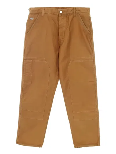 Pre-owned Prada 2020s Cotton Trousers In Brown