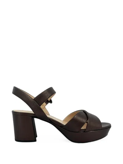Pre-owned Prada 2020s Crisscross Block-heel Sandals In Brown