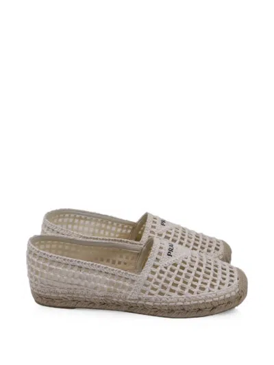 Pre-owned Prada 2020s Crochet Raffia Espadrilles In Neutral
