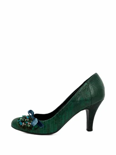 Pre-owned Prada 2020s Crystal-embellished Pumps In Green