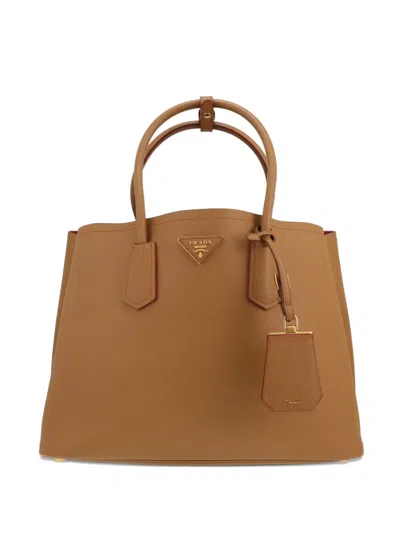 Pre-owned Prada 2020s Double Leather Tote Bag In Brown