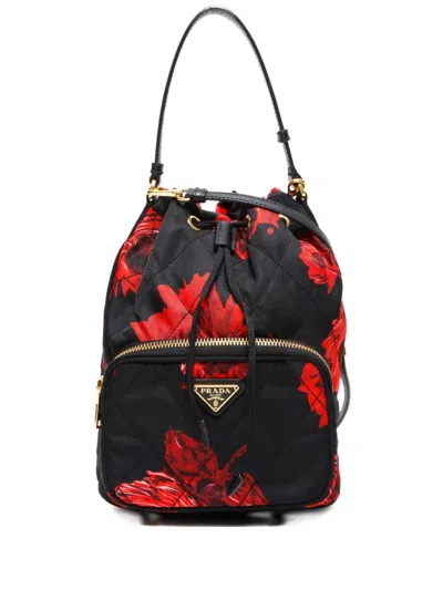 Pre-owned Prada 2020s Floral-print Quilted Shoulder Bag