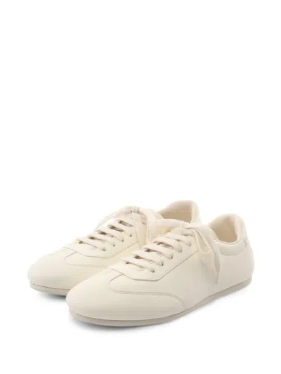 Pre-owned Prada 2020s Lace-up Leather Sneakers In Neutral
