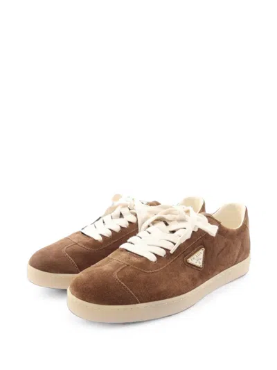 Pre-owned Prada 2020s Lane Suede Sneakers In Brown
