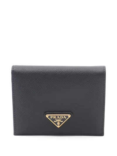 Pre-owned Prada 2020s Leather Bi-fold Wallet In Black