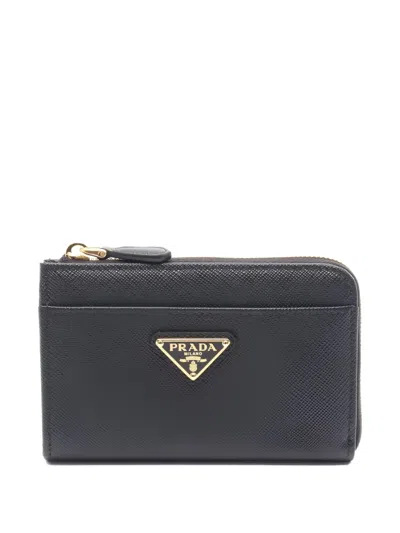 Pre-owned Prada 20s Coin Purse Leather Wallet In Black
