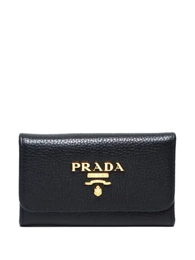 Pre-owned Prada 2020s Leather Keycase In Black
