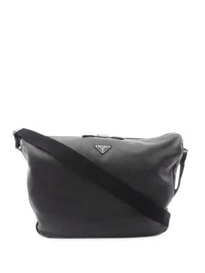 Pre-owned Prada 2020s Leather Messenger Bag In Black