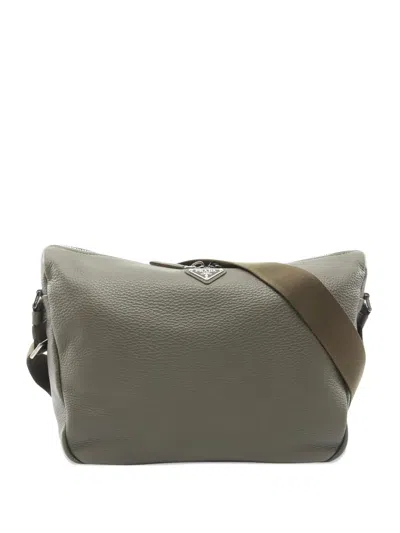 Pre-owned Prada 2020s Leather Shoulder Bag In Gray