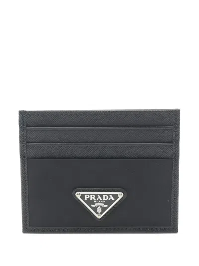 Pre-owned Prada 2020s Logo Plaque Card Holder In Black