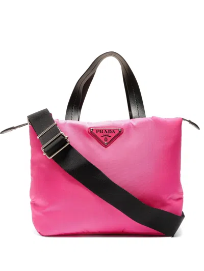Pre-owned Prada 2020s Logo-plaque Tote Bag In Pink