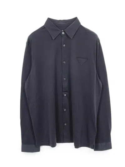 Pre-owned Prada 2020s Logo-detail Cotton Shirt In Blue