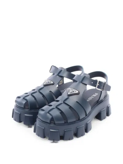 Pre-owned Prada 2020s Monolith Sandals In Blue