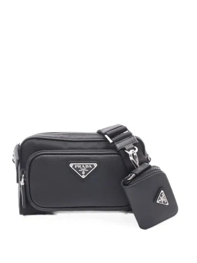 Pre-owned Prada 2020s Panelled Shoulder Bag In Black