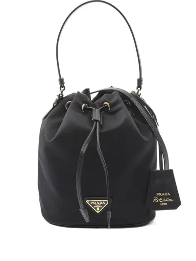 Pre-owned Prada 2020s Re-edition 1978 Drawstring Tote Bag In Black