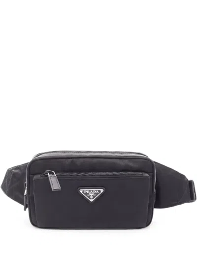 Pre-owned Prada 2020s Re-nylon Belt Bag In Black