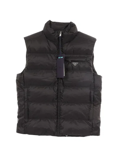 Pre-owned Prada 2020s Re-nylon Down Vest In Black