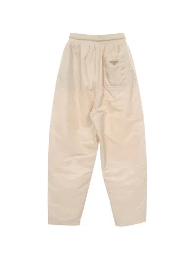 Pre-owned Prada 2020s Re-nylon Triangle Logo Trousers In Neutrals