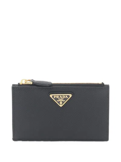 Pre-owned Prada 2020s Saffiano Leather Card Case In Black