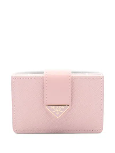 Pre-owned Prada 2020s Saffiano Leather Card Holder In Pink