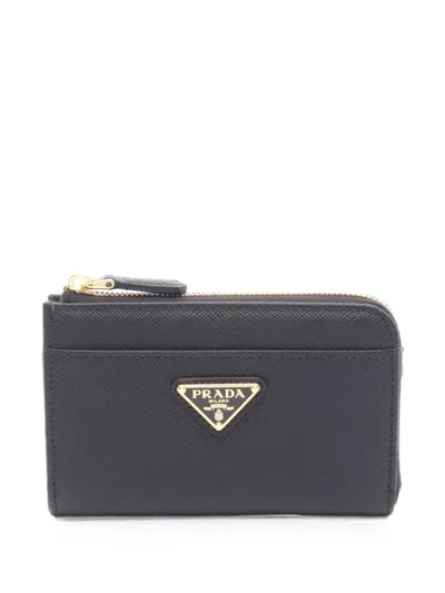 Pre-owned Prada 2020s Saffiano Leather Coin Purse In Black