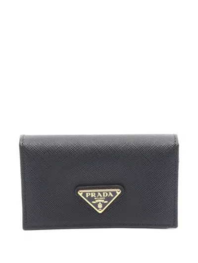 Pre-owned Prada 2020s Saffiano-leather Wallet In Black