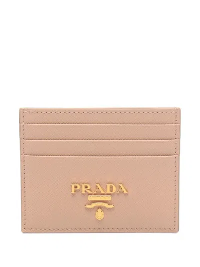 Pre-owned Prada 2020s Saffiano Metal Card Case In Pink