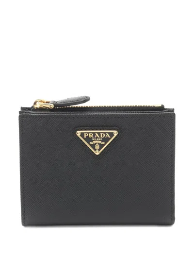Pre-owned Prada 2020s Saffiano Triangle-logo Leather Wallet