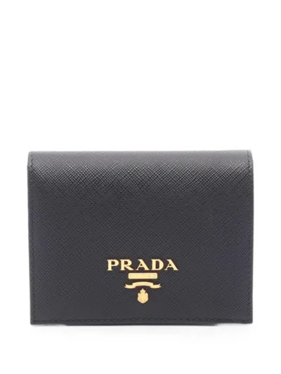 Pre-owned Prada 2020s Saffiano-leather Bi-fold Wallet In Black