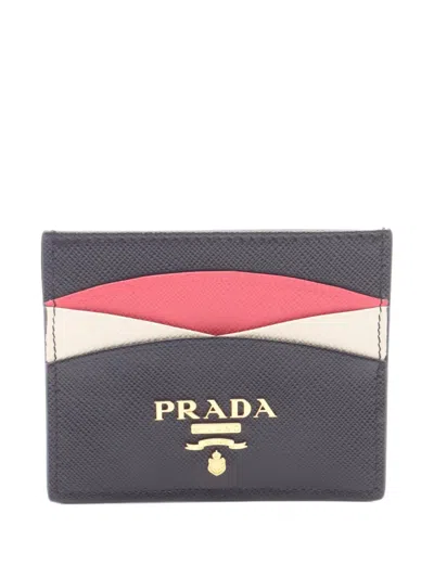 Pre-owned Prada 2020s Saffiano-leather Card Case In Black