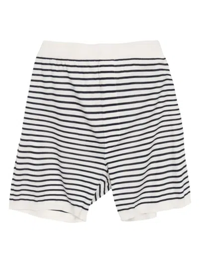 Pre-owned Prada 2020s Striped Silk-cotton Shorts In White