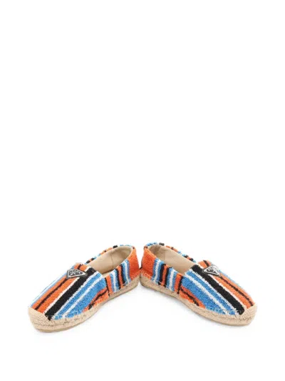 Pre-owned Prada 2020s Striped-pattern Espadrilles In Orange
