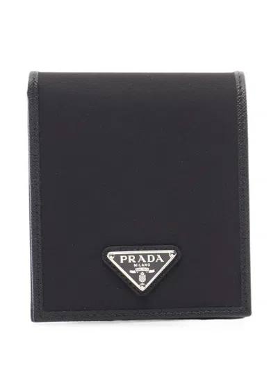 Pre-owned Prada 2020s Tessuto Bi-fold Wallet In Black