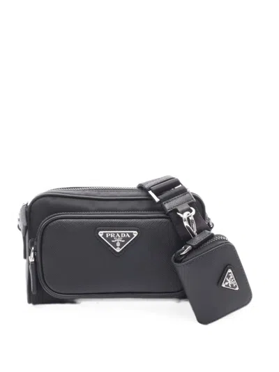 Pre-owned Prada 2020s Tessuto Saffiano Shoulder Bag In Black