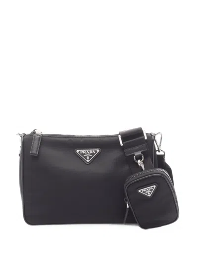 Pre-owned Prada 2020s Tessuto Saffiano Shoulder Bag In Black